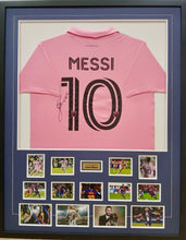 Load image into Gallery viewer, LIONEL MESSI Signed Inter Miami Jersey &amp; Career Photo Collage Display
