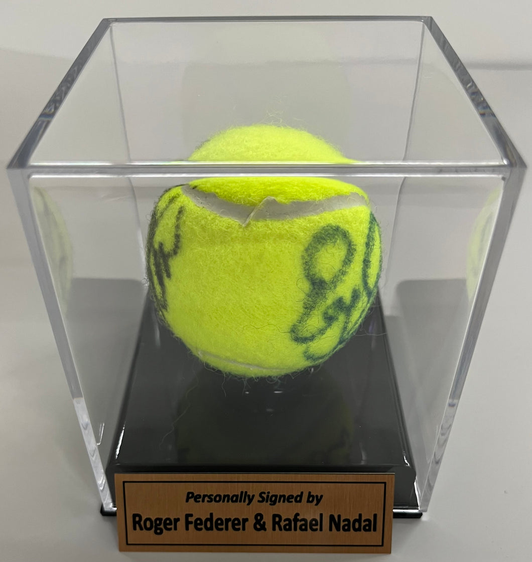 ROGER FEDERER & RAFAEL NADAL Signed Tennis Ball in Display Box
