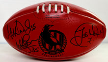 Load image into Gallery viewer, PETER, JOSH &amp; NICK DAICOS Signed Collingwood Sherrin Football Cased Display
