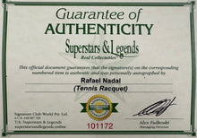 Load image into Gallery viewer, RAFAEL NADAL Signed Tennis Racquet &amp; Photos/Balls Collage Display

