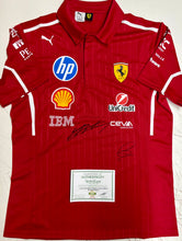 Load image into Gallery viewer, LEWIS HAMILTON &amp; CHARLES LECLERC Signed F1 Scuderia Ferrari Shirt1
