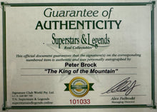 Load image into Gallery viewer, PETER BROCK Signed Sticker &amp; “King Of The Mountain” Print Display1
