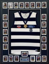 Load image into Gallery viewer, GEELONG CATS 2022 Premiership Team Signed Official Cards &amp; Jumper Display
