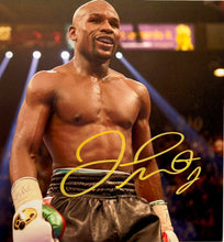 Load image into Gallery viewer, FLOYD MAYWEATHER JR. &amp; MANNY PACQUIAO Signed Boxing Glove &amp; Photo Display

