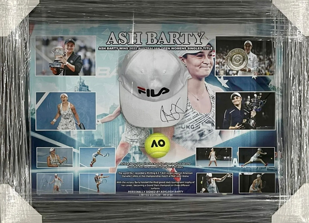 ASH BARTY “2022 Australian Open Champion” Signed Cap Display