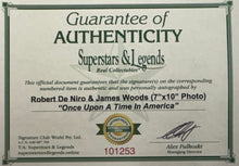Load image into Gallery viewer, ONCE UPON A TIME IN AMERICA - ROBERT DE NIRO &amp; JAMES WOODS Signed Photo &amp; Film Cell Collage Displa
