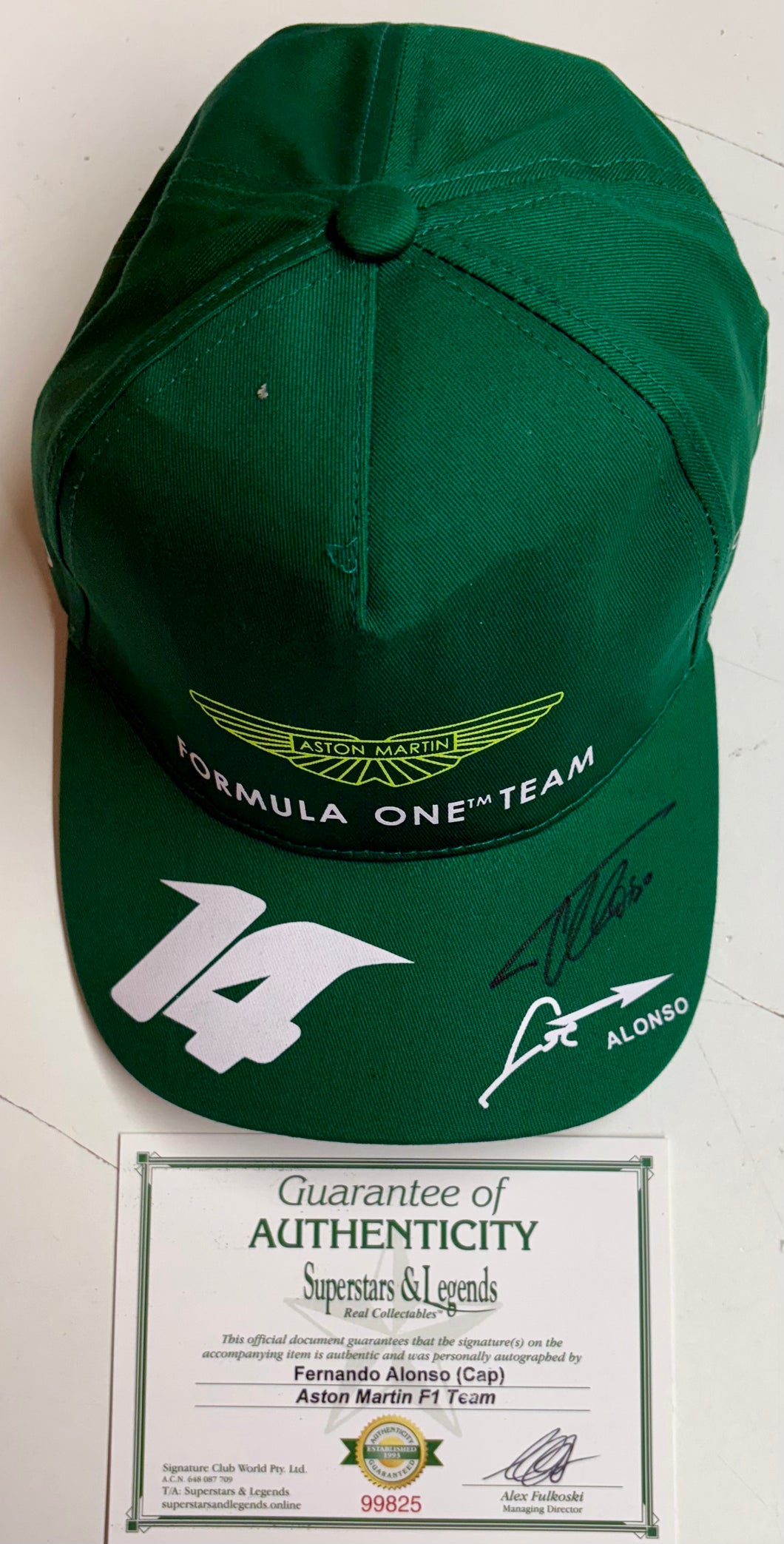 FERNANDO ALONSO Signed Aston Martin F1 Team Cap