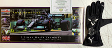 Load image into Gallery viewer, LEWIS HAMILTON “Mercedes F1 Team” Signed Race Glove &amp; Championship Print
