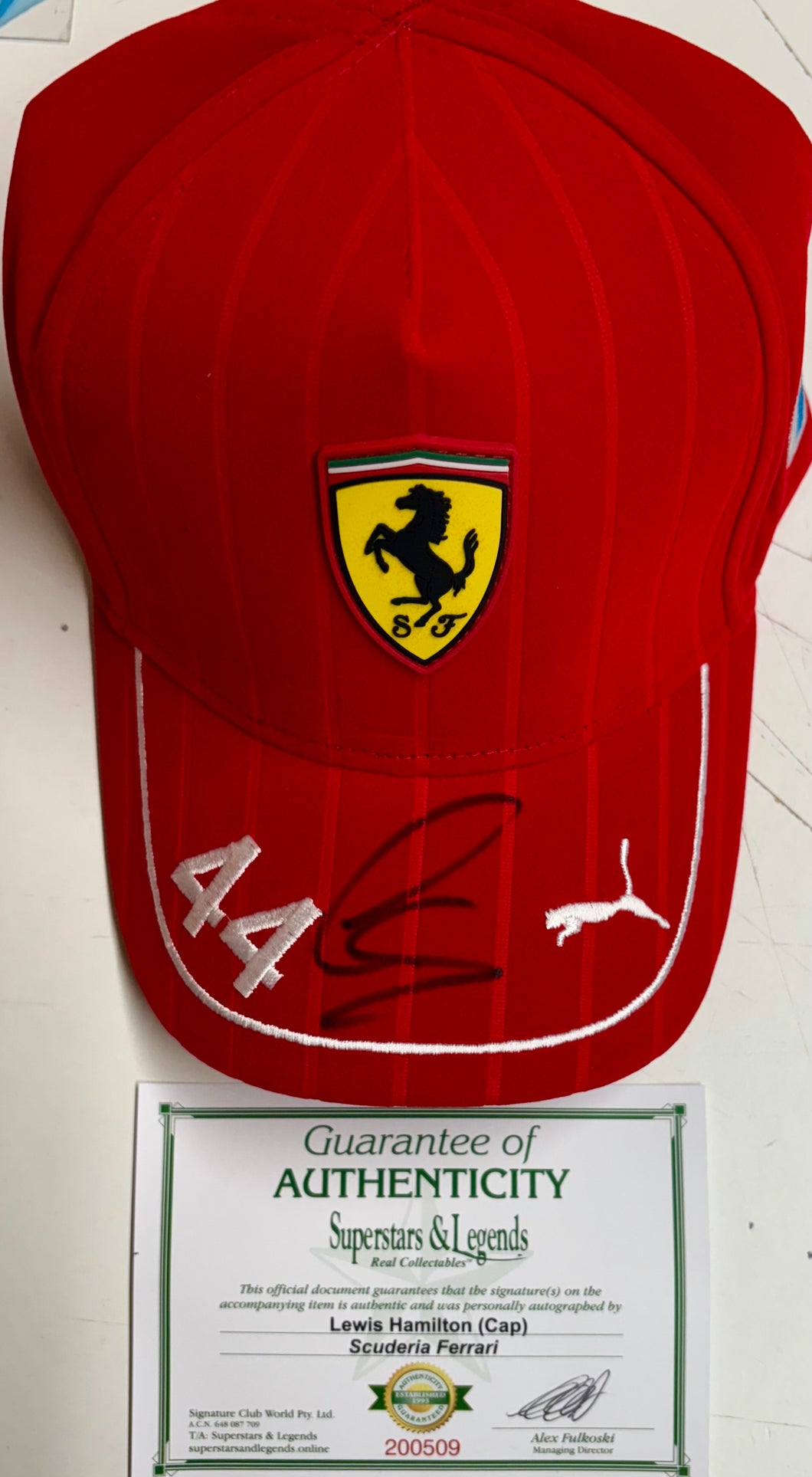 LEWIS HAMILTON Signed Scuderia Ferrari F1 Cap