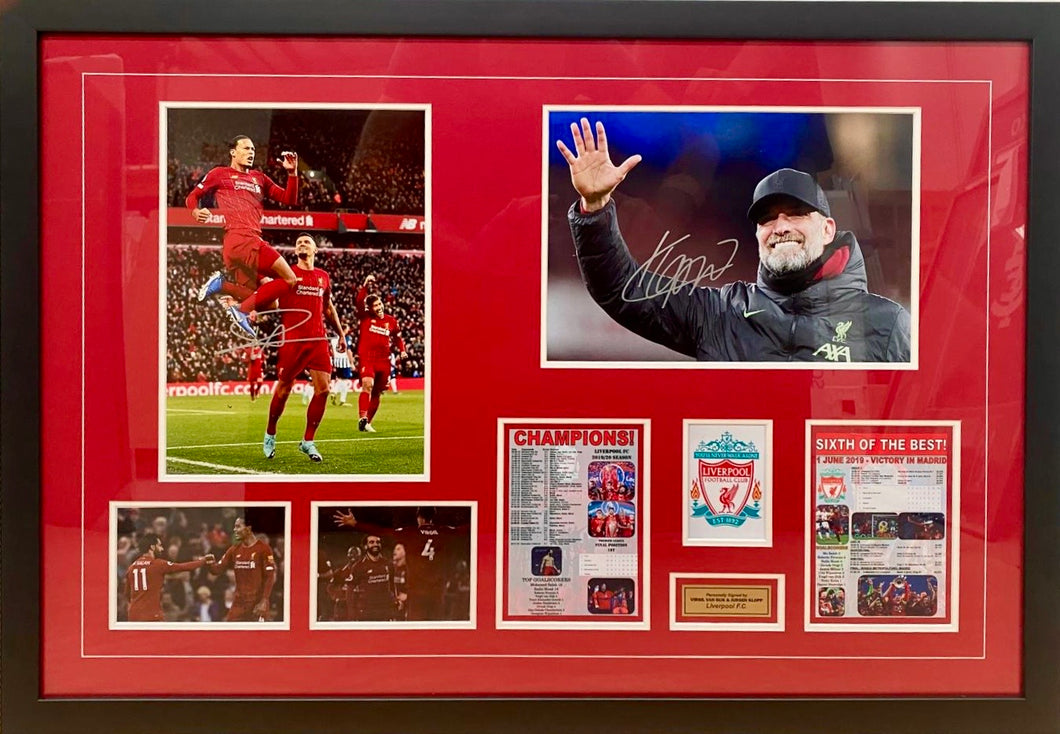 VIRGIL VAN DIJK & JURGEN KLOPP Signed Liverpool Photos Collage Display