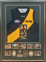 Load image into Gallery viewer, DUSTIN MARTIN &amp; TRENT COTCHIN “Triple Premiership Players” Signed Jumper &amp; Medals Display
