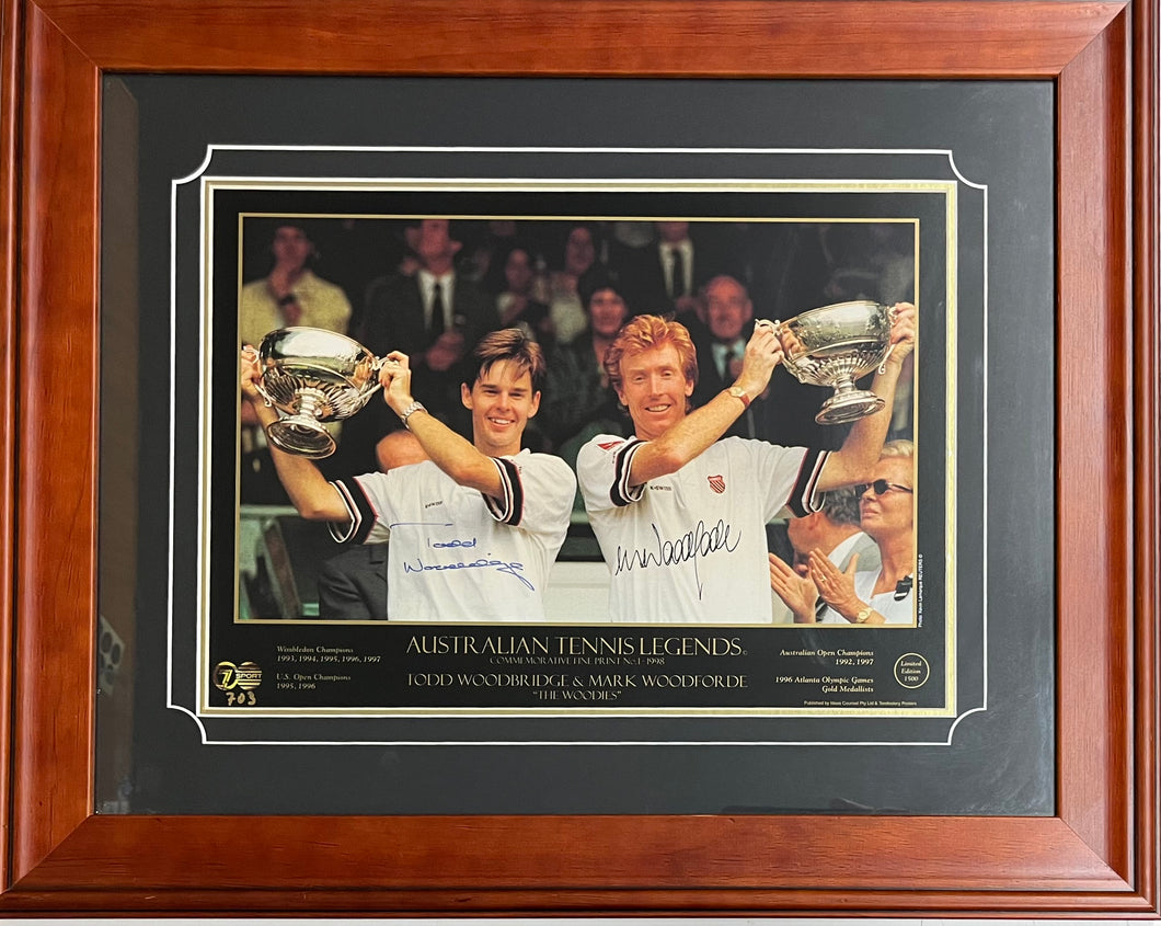 TODD WOODBRIDGE & MARK WOODFORDE Signed Limited Edition Lithograph Display