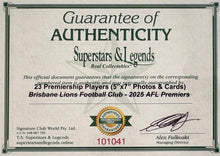 Load image into Gallery viewer, BRISBANE LIONS “2025 Premiers” Team Signed Photos &amp; Poster Collage Display
