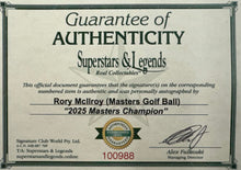 Load image into Gallery viewer, RORY McILROY “2025 Masters Champion” Signed Golf Ball, Flag &amp; Photo Collage Display
