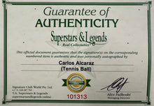 Load image into Gallery viewer, CARLOS ALCARAZ Signed Tennis Ball &amp; Photo Collage Display
