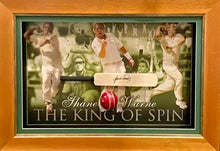 Load image into Gallery viewer, SHANE WARNE Signed Mini Cricket Bat &amp; Print Display
