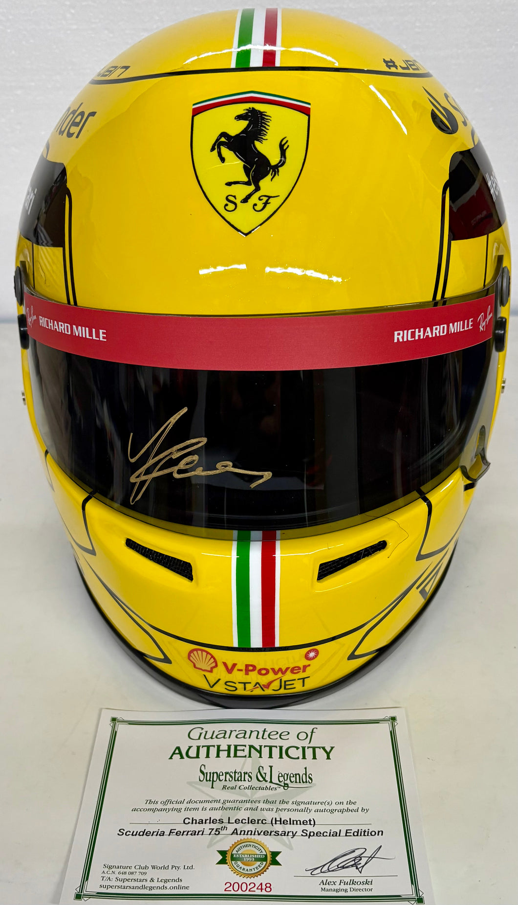 CHARLES LECLERC Signed Scuderia Ferrari 75th Anniversary F1 Race Helmet