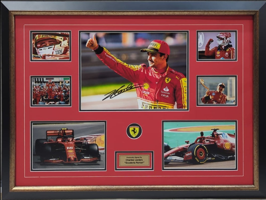 CHARLES LECLERC Signed Scuderia Ferrari Photo Collage Display