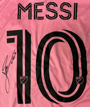 Load image into Gallery viewer, LIONEL MESSI Signed Inter Miami Jersey &amp; Career Photo Collage Display
