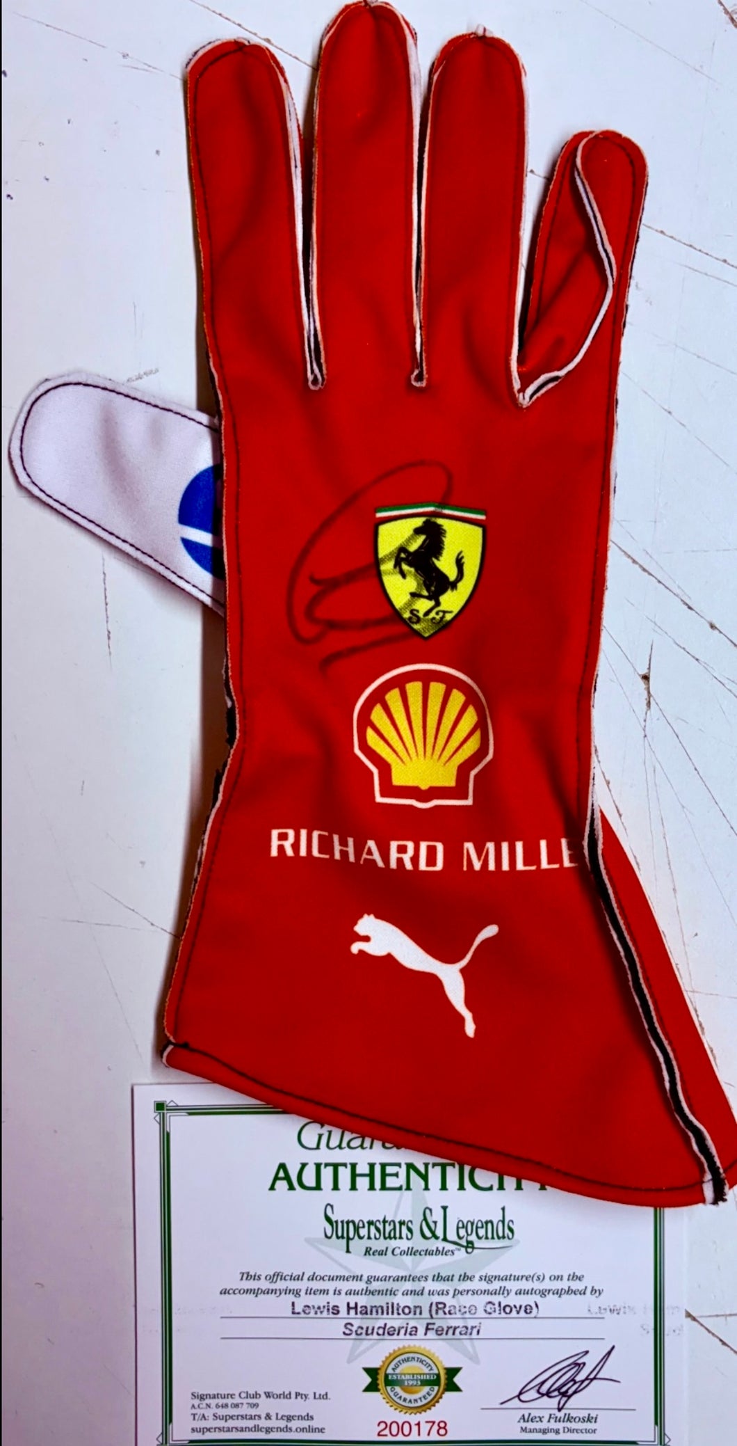 LEWIS HAMILTON Signed Scuderia Ferrari F1 Race Glove