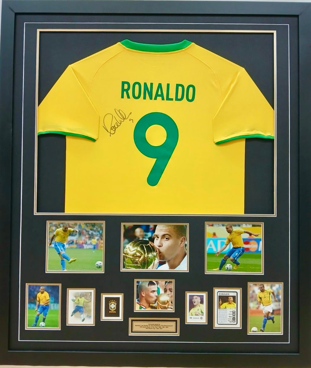 RONALDO Signed Brazil Jersey Display