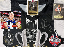 Load image into Gallery viewer, NICK DAICOS &amp; BOBBY HILL “2023 Premiers” Signed Jumper &amp; Cards Display
