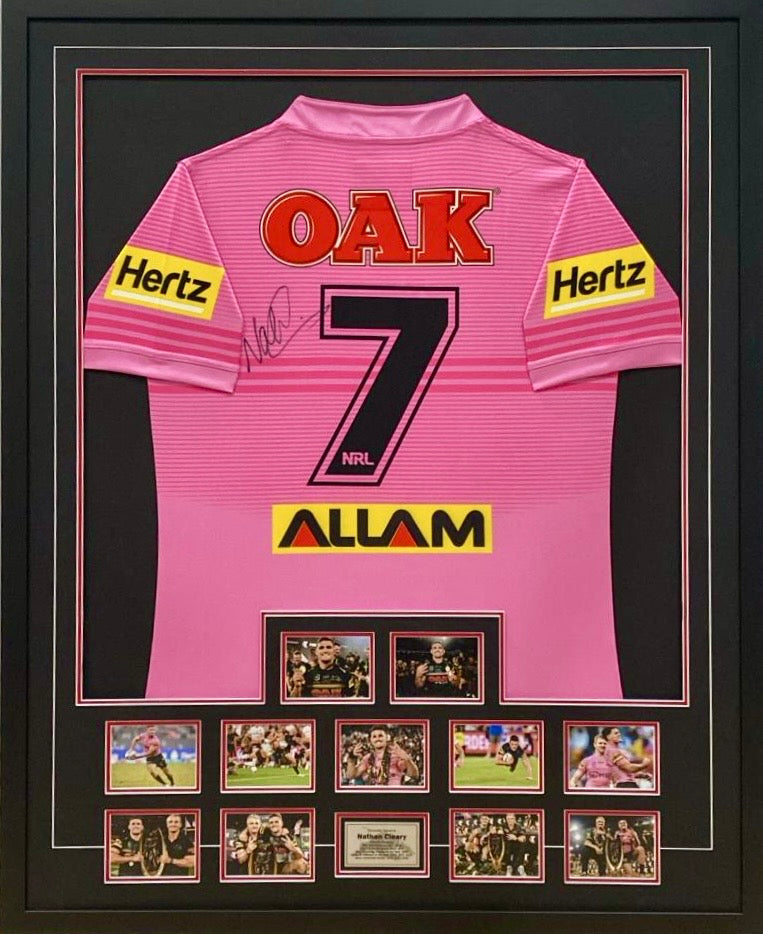 NATHAN CLEARY Signed Penrith Panthers Guernsey & Photo Collage Display