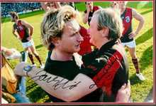 Load image into Gallery viewer, JAMES HIRD &amp; KEVIN SHEEDY “2000 Premiers &amp; Last Game” Signed Photo Display
