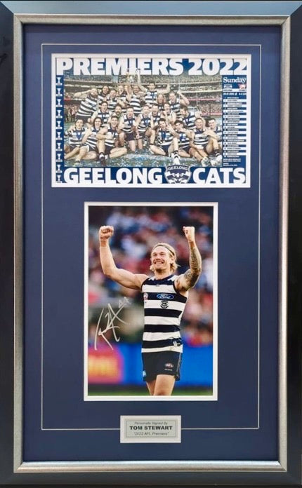 TOM STEWART “2022 AFL Premiers” Signed Photo Collage Display
