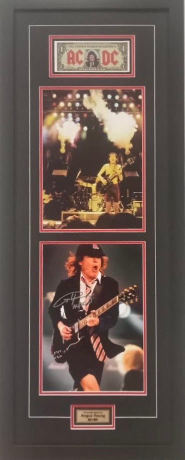 ACDC - ANGUS YOUNG Signed Photo & Dollar Bill Collage Display ...