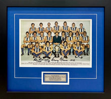 Load image into Gallery viewer, BARRY DAVIS, DAVID DENCH &amp; RON BARASSI “1975 Premiers” Signed Photo Display
