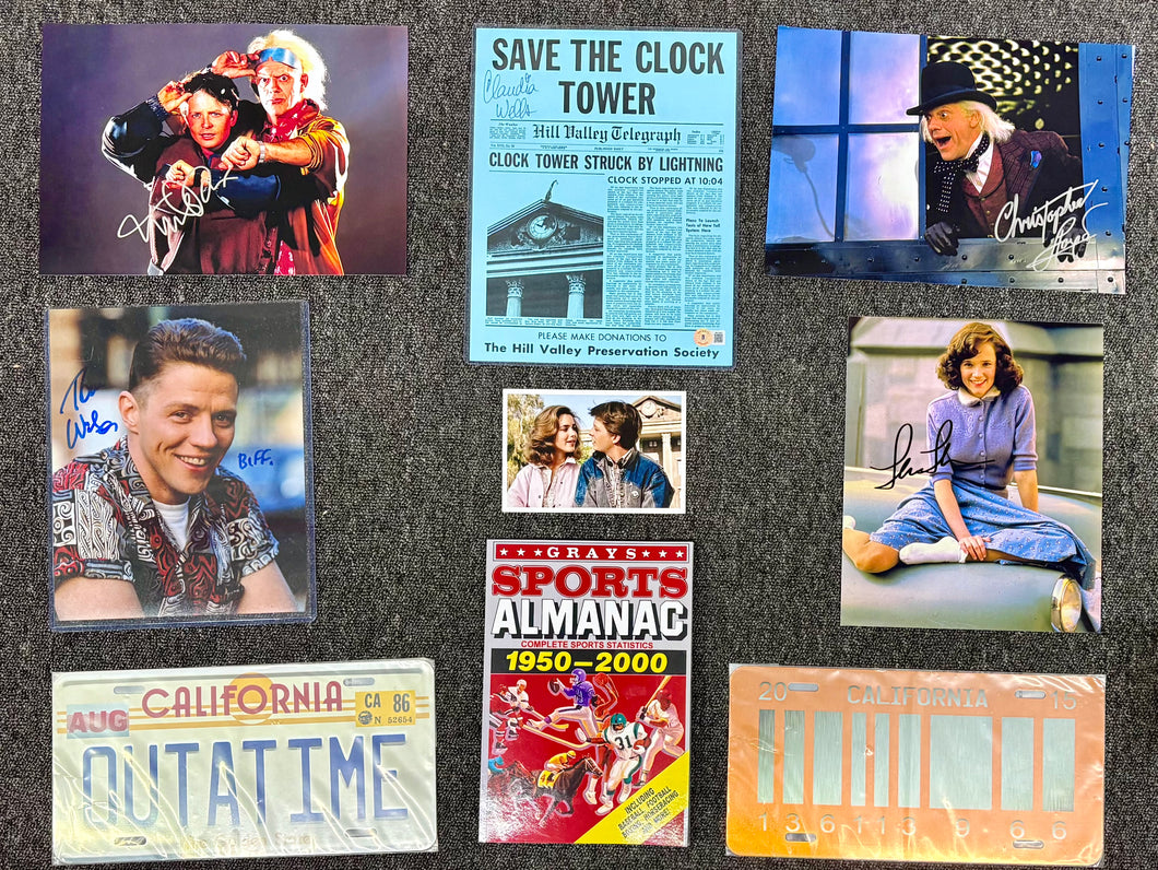 BACK TO THE FUTURE - Michael J Fox, Christopher Lloyd, Tom Wilson, Lea Thompson & Claudia Wells Signed Photo Collage Display
