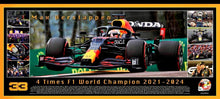 Load image into Gallery viewer, MAX VERSTAPPEN Signed F1 Red Bull Racing Cap &amp; Championship Print Display
