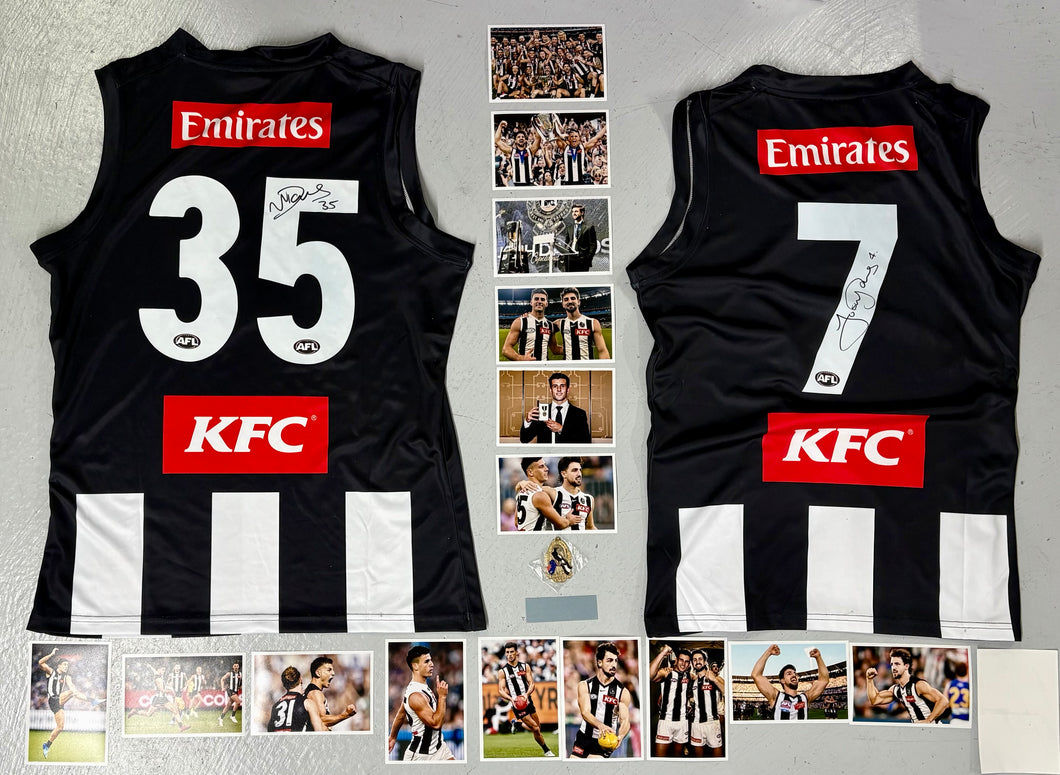 NICK & JOSH DAICOS Signed Collingwood Jumpers Display