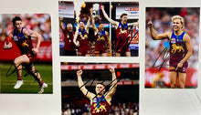 Load image into Gallery viewer, LACHIE NEALE, WILL ASHCROFT, DAYNE ZORKO, HARRIS ANDREWS, KAI LOHMANN &amp; CHRIS FAGAN “2024 Premiers” Signed Photo Collage Display
