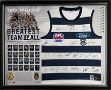 Load image into Gallery viewer, GEELONG CATS &quot;2022 Premiers&quot; Team Signed Guernsey Framed
