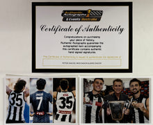 Load image into Gallery viewer, PETER, JOSH &amp; NICK DAICOS Signed Collingwood Sherrin Football Cased Display
