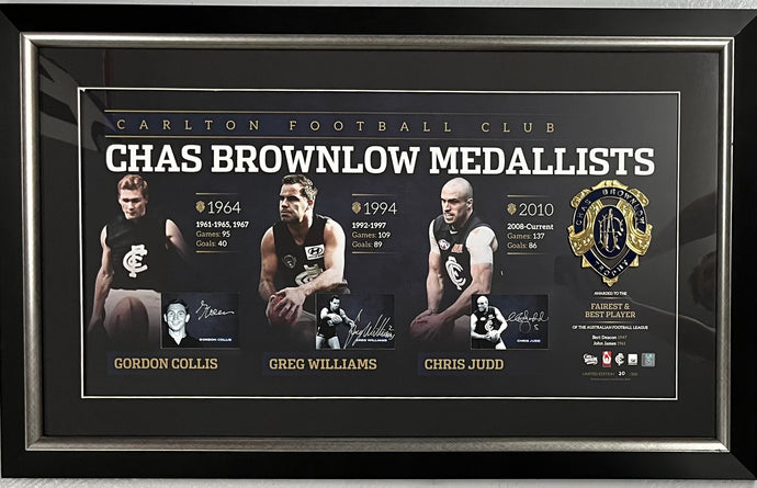 Carlton Brownlow medallists signed lithograph display