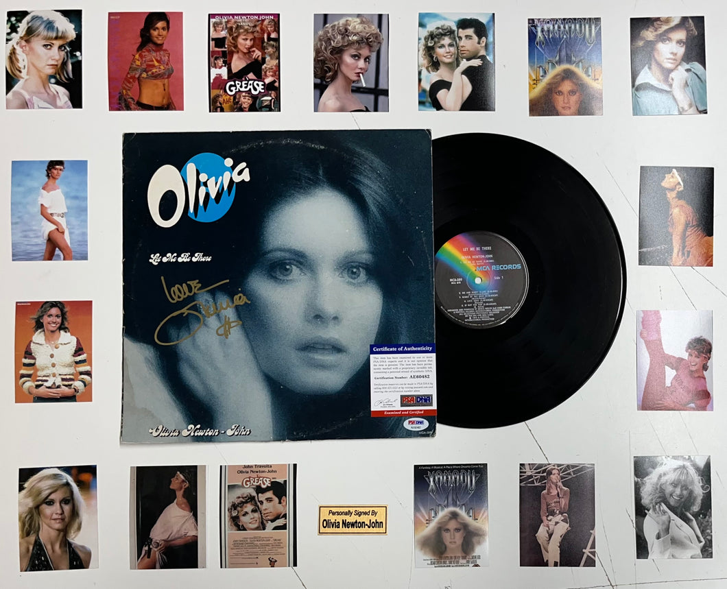 OLIVIA NEWTON-JOHN Signed “Let Me Be There” Album LP & Photo Collage Display