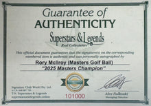 Load image into Gallery viewer, RORY McILROY “2025 Masters Champion” Signed Golf Ball, Flag &amp; Photo Collage Display
