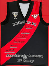 Load image into Gallery viewer, JAMES HIRD, MARK THOMPSON, TERRY DANIHER &amp; KEN FRASER Signed “Premiership Captains” Jumper &amp; Cards Display
