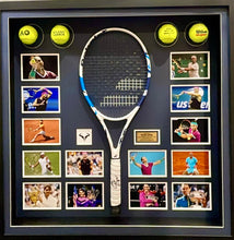Load image into Gallery viewer, RAFAEL NADAL Signed Tennis Racquet &amp; Photos/Balls Collage Display

