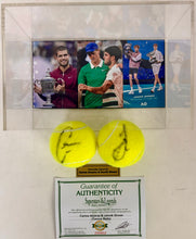 Load image into Gallery viewer, CARLOS ALCARAZ &amp; JANNIK SINNER Signed Tennis Balls in Display Box
