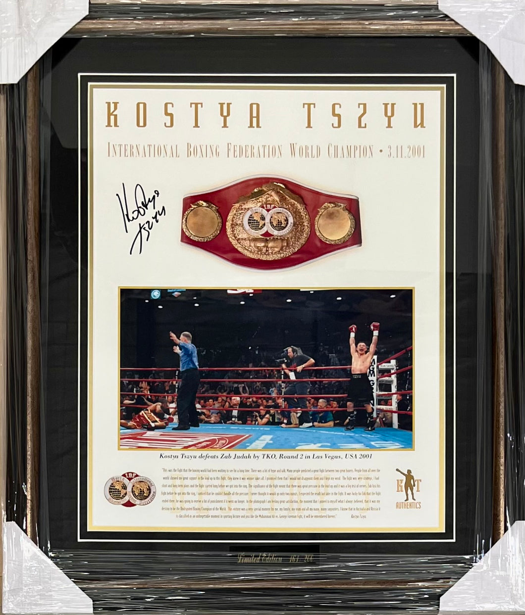 Kostya Tszyu signed limited edition print display