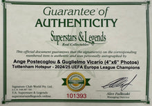 Load image into Gallery viewer, ANGE POSTECOGLOU &amp; GUGLIELMO VICARIO “Europa Champions 2024/25” Signed Tottenham Photos Collage Display
