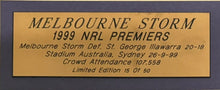 Load image into Gallery viewer, GLENN LAZARUS “1999 NRL Premiers” Signed Football Display
