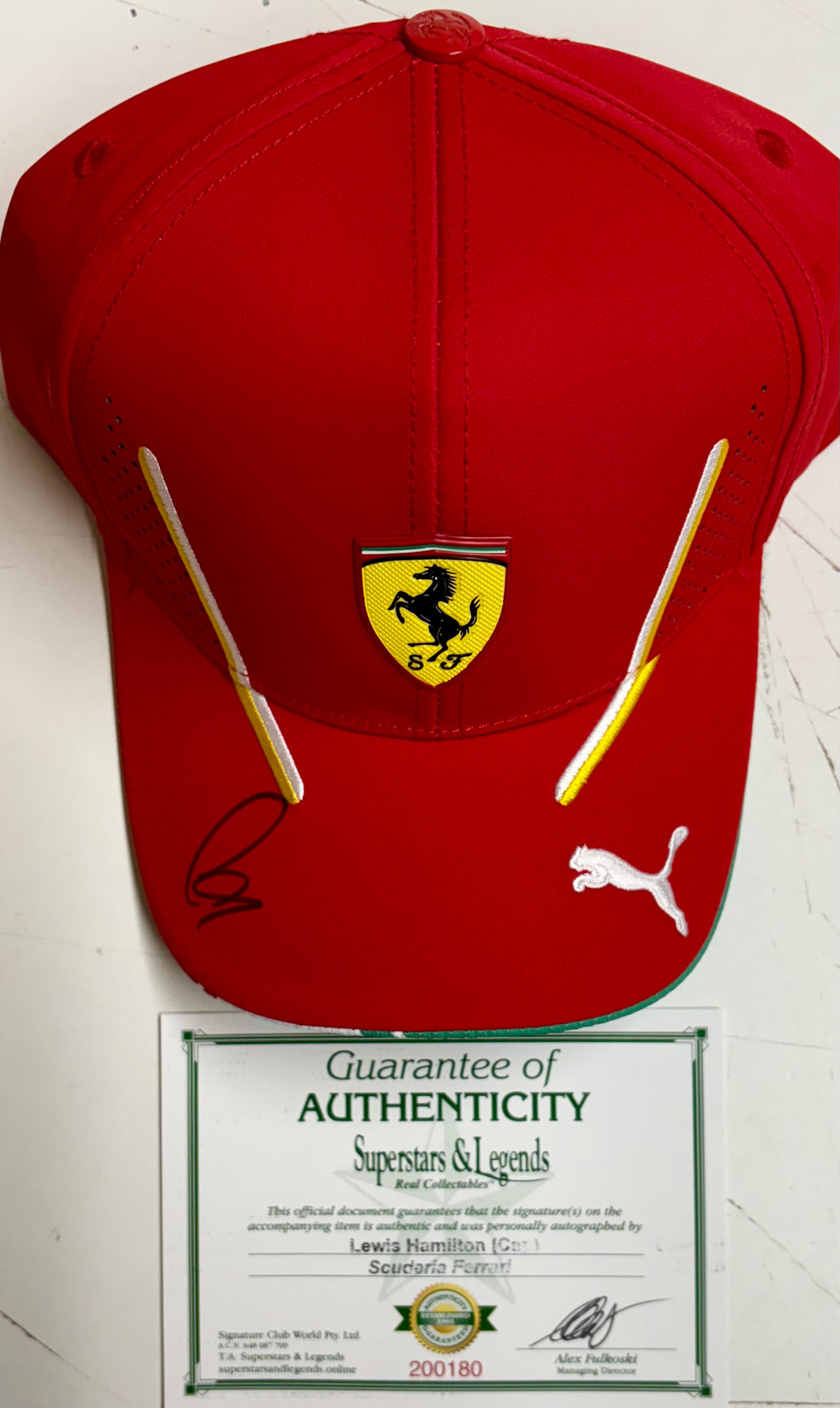 LEWIS HAMILTON Signed Scuderia Ferrari F1 Cap