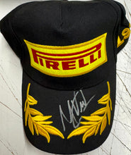 Load image into Gallery viewer, MICHAEL SCHUMACHER, LEWIS HAMILTON, SEBASTIAN VETTEL &amp; MAX VERSTAPPEN Signed F1 DVAG &amp; Podium Caps
