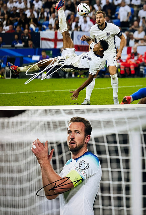 Harry Kane & Jude Bellingham signed photo collage
