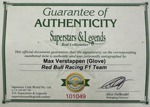 Load image into Gallery viewer, MAX VERSTAPPEN Signed F1 Red Bull Racing Glove &amp; Championship Print Display
